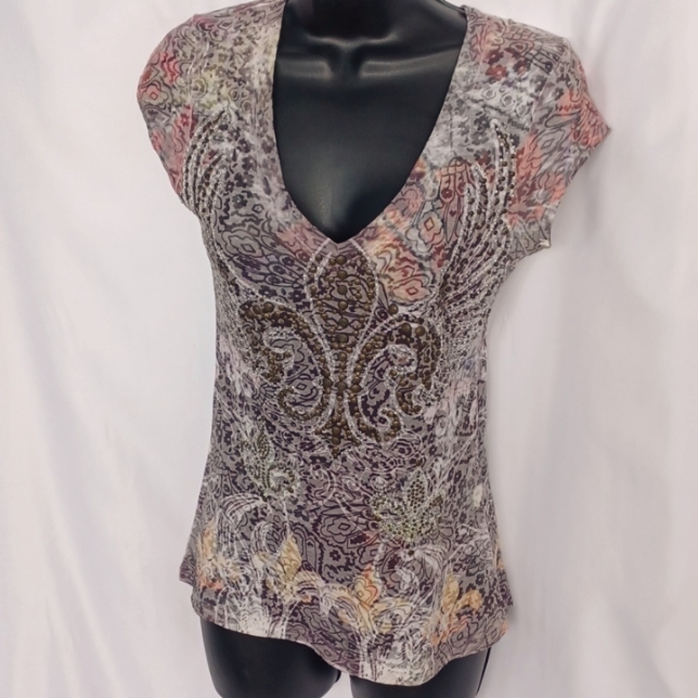 Exousia X T shirt, studded, rhinestones